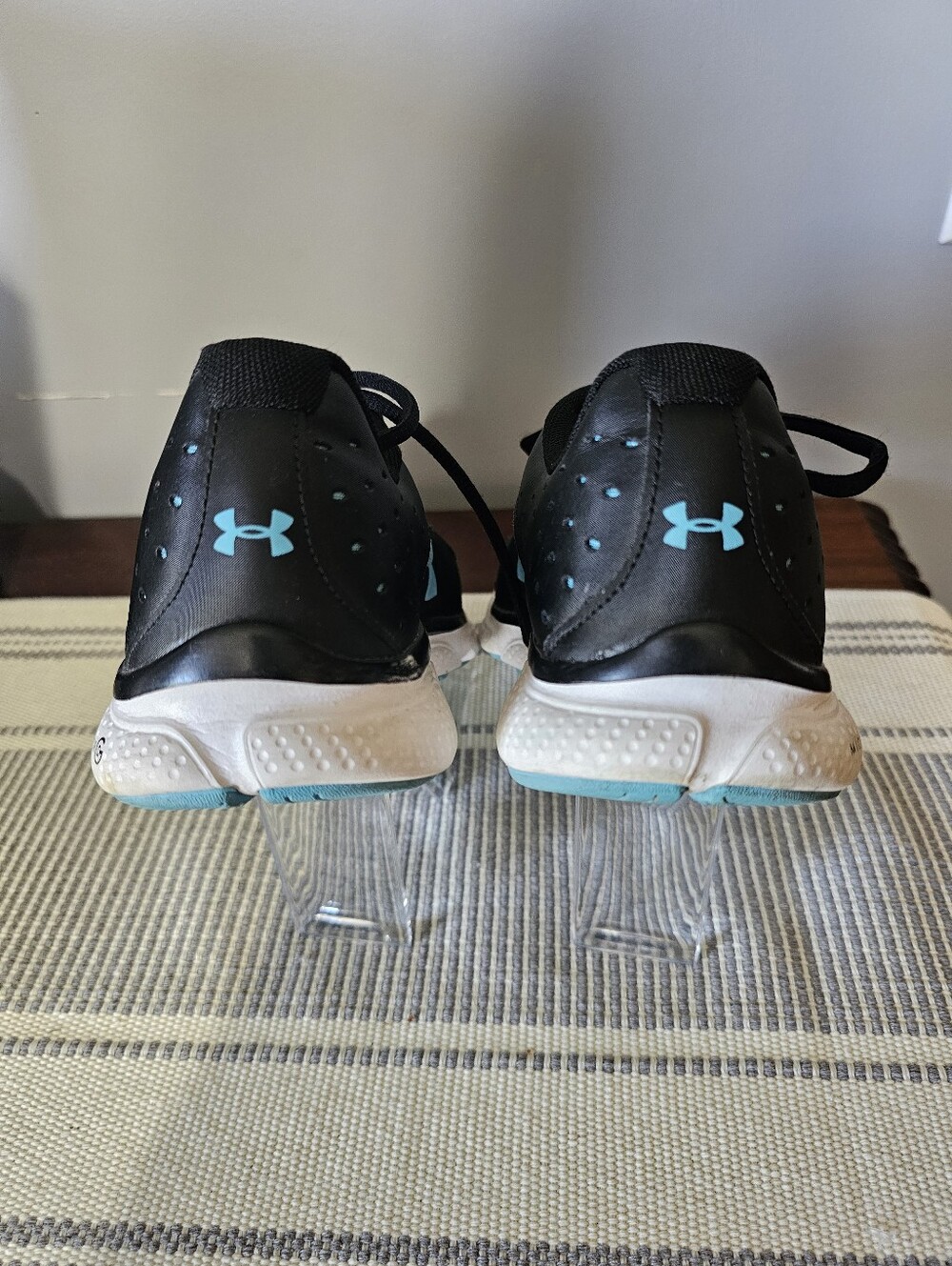 Under Armour Black Sneakers with Aqua Logo Accents - Picture 6 of 11